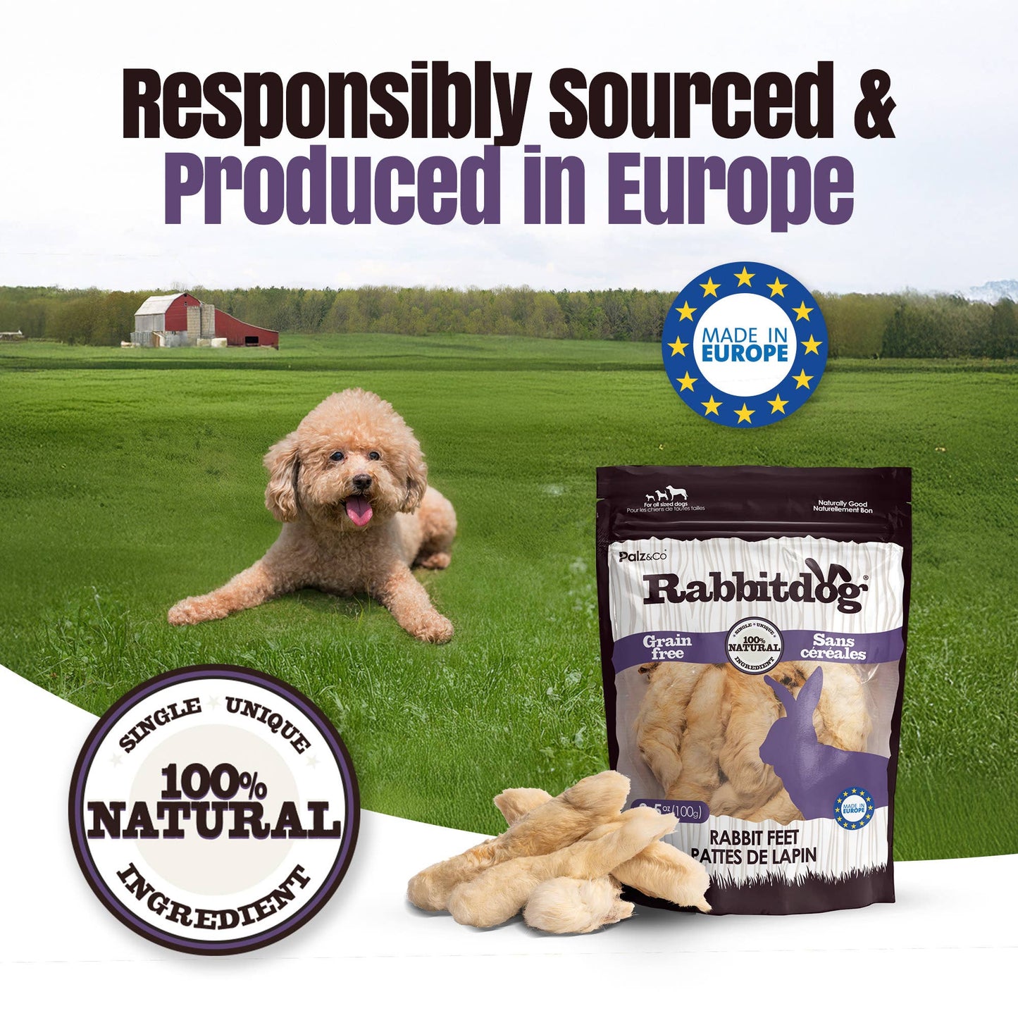 Rabbitdog Rabbit Feet with Fur - 100g