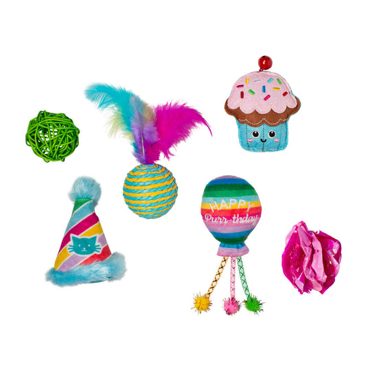 Happy Purrthday Cat Toy Birthday set of 6