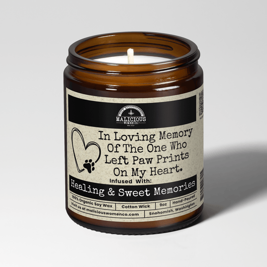 In Loving Memory Of The One Who Left Paw Prints On My Heart | 9oz Candle | Malicious Women Candle Co.