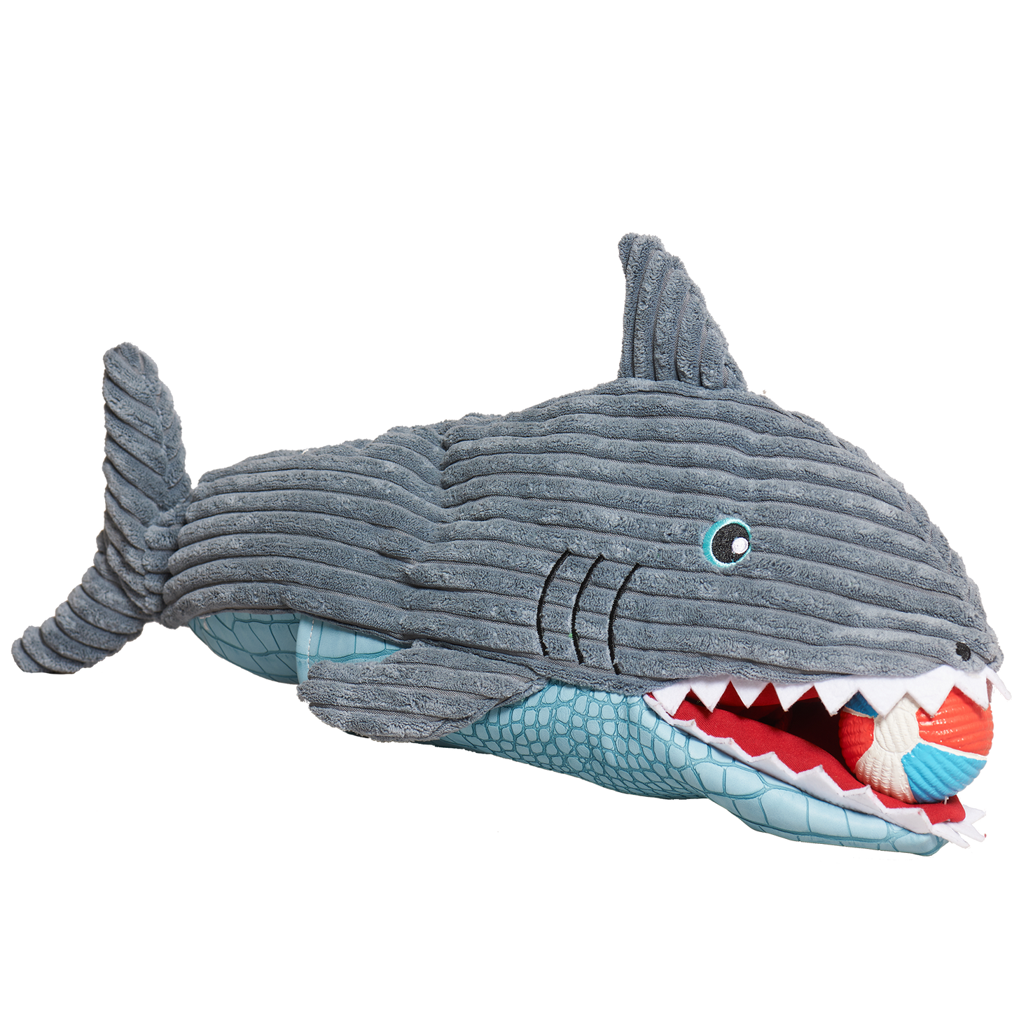 HuggleSnuffles™ Chomp & Chase — Finn Shark Puppet + Ruff-Tex® Beach Ball