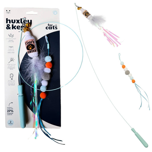 Wire Toto's & Pom Poms Wand 2pk Cat Toy