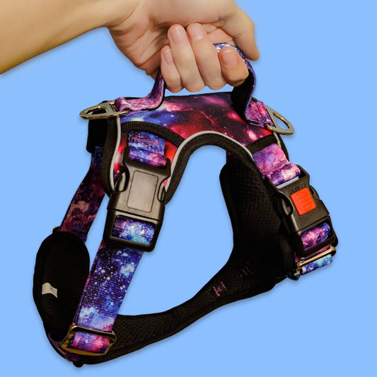 No Pull Dog Harness | Step in | Reflective | Heavy Duty | Easy Reach Handle | Galaxy