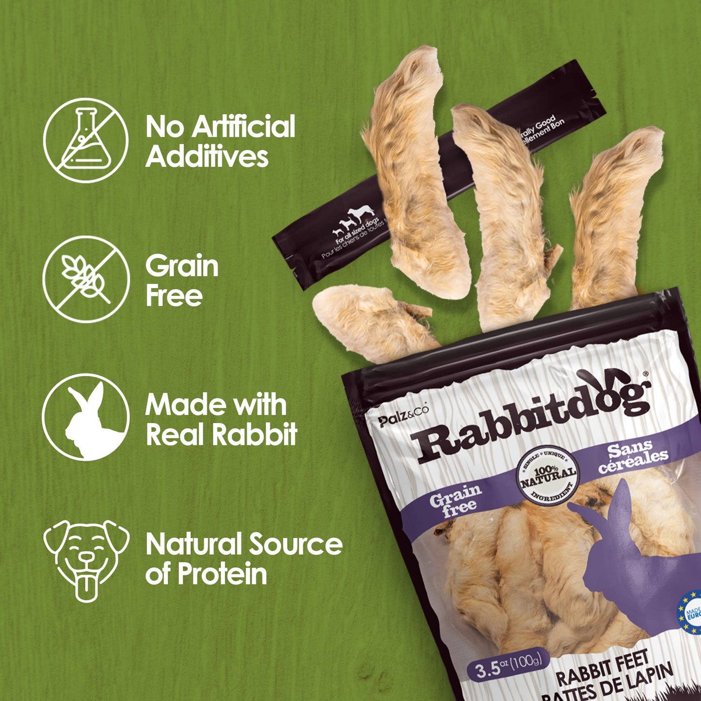 Rabbitdog Rabbit Feet with Fur - 100g