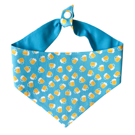 Blue Beer Mug Tie On Dog Bandana