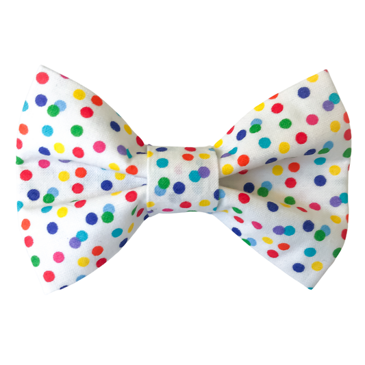 White Confetti Dot Pet Bow Tie for Birthday