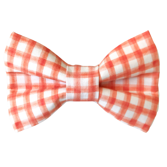 Orange And White Check Dog Bowtie for Spring and Summer