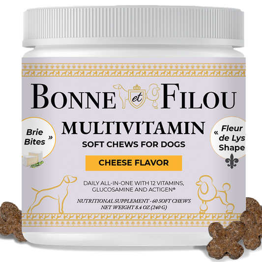 12 in 1 Multivitamin Soft Chews Dog Supplement by Bonne et Filou, 60 count