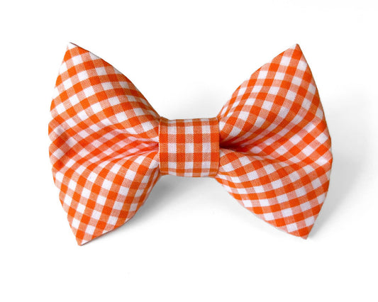 Orange and White Gingham Pet Bowtie