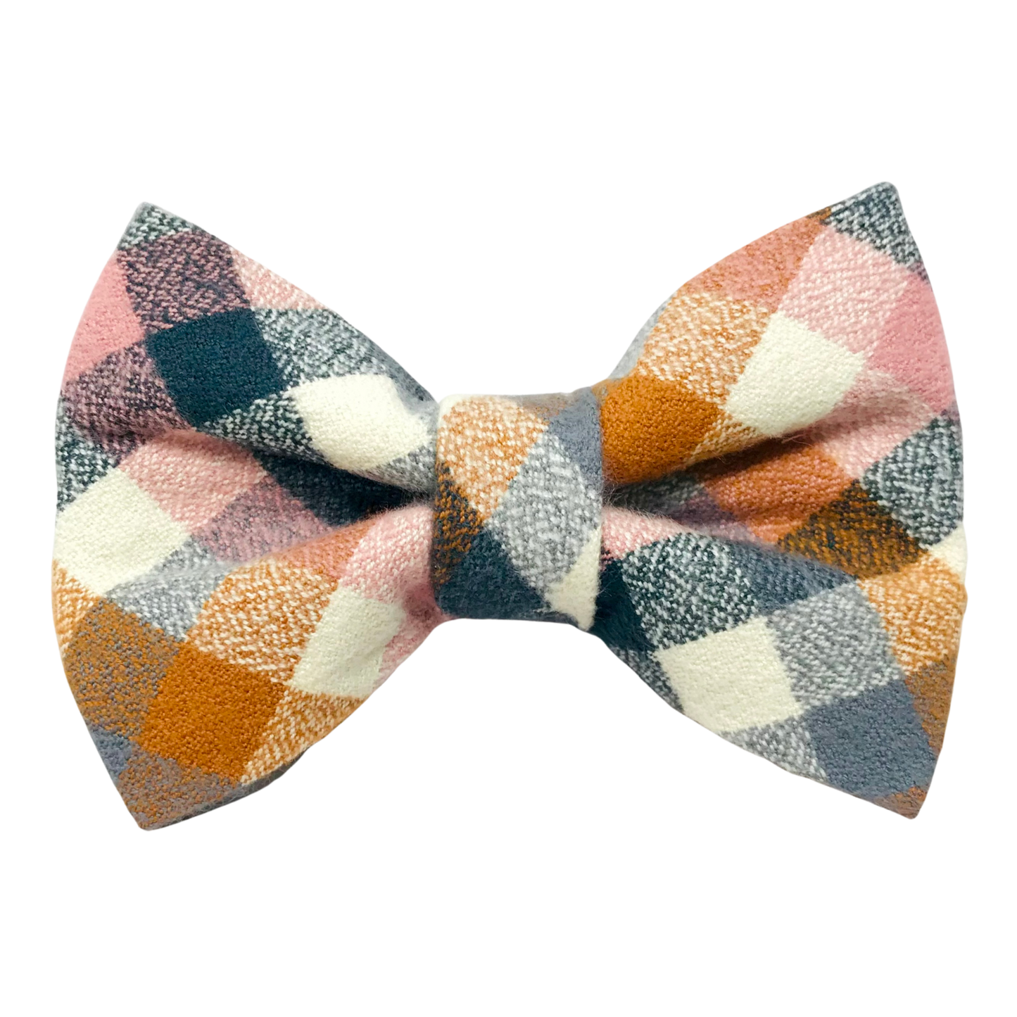 Pink and Gray Plaid Flannel Pet Bow Tie for Valentine's Day