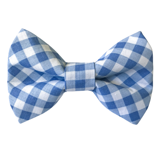 Blue and White Check Pet Bow Tie for Spring