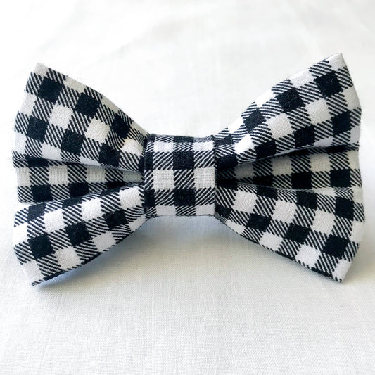 Black and White Check Pet Bowtie