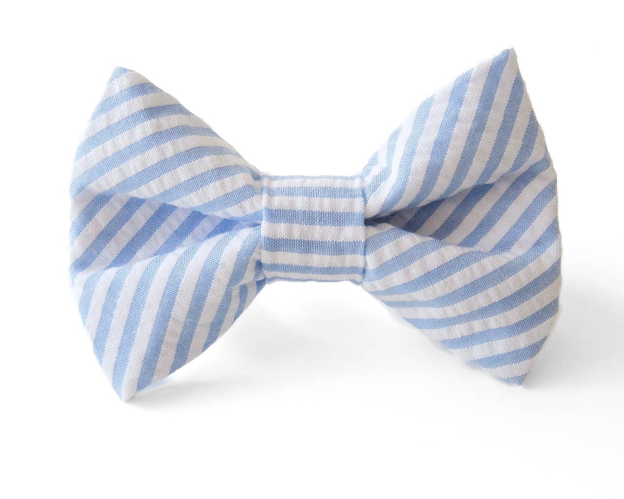 Blue and White Seersucker Striped Pet Bowtie