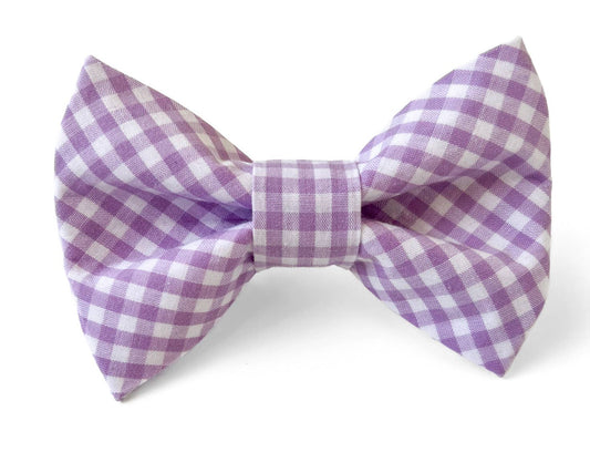 Lavender and White Gingham Pet Bowtie