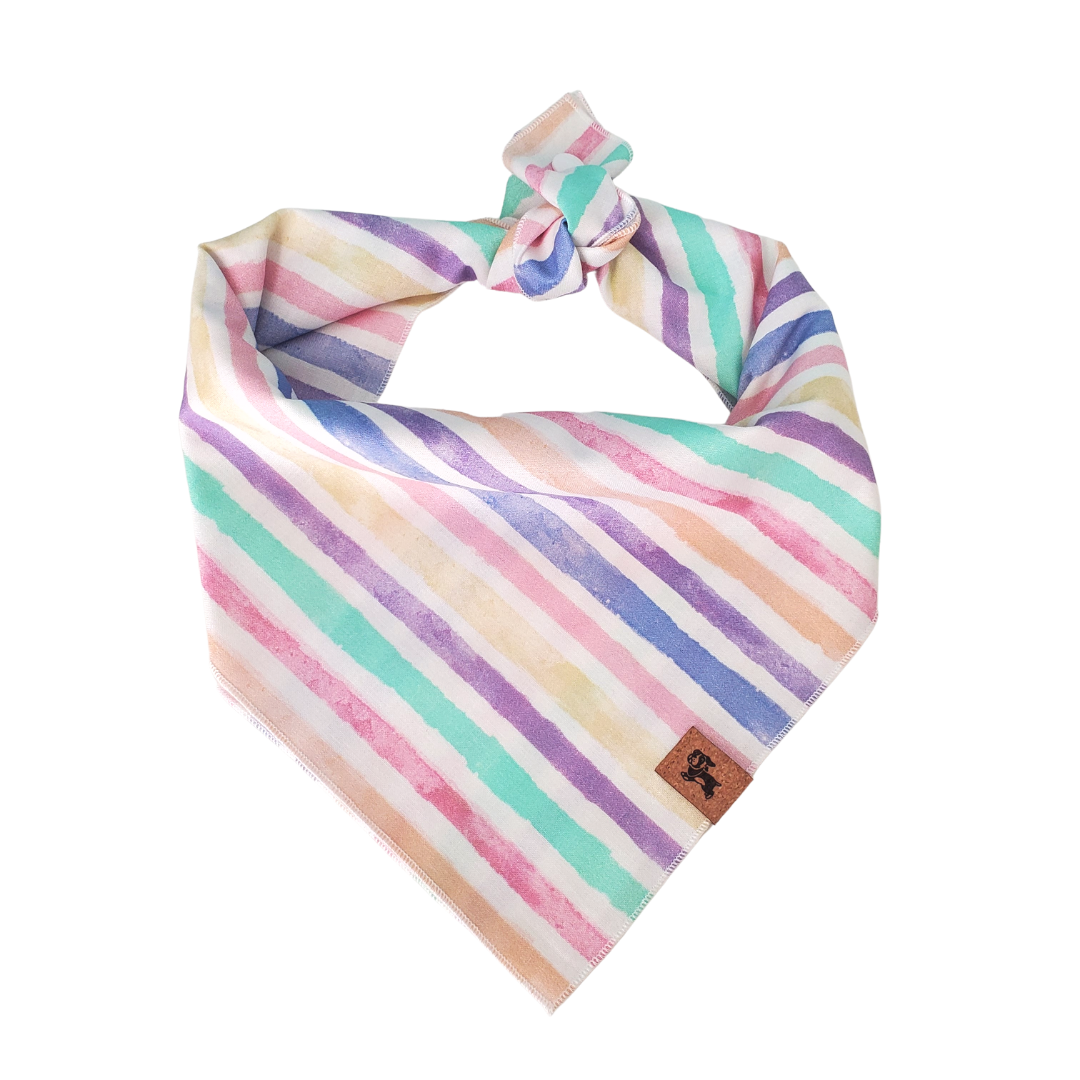 Pastel Stripe Tie-on Dog Bandana