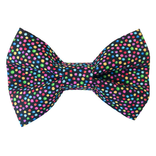 Black Confetti Dot Pet Bow Tie for Birthday