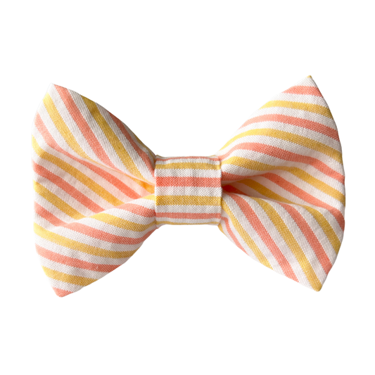 Pink and Yellow Seersucker Stripe Pet Bow Tie for Spring