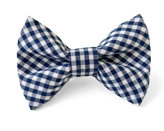 Navy and White Gingham Pet Bowtie