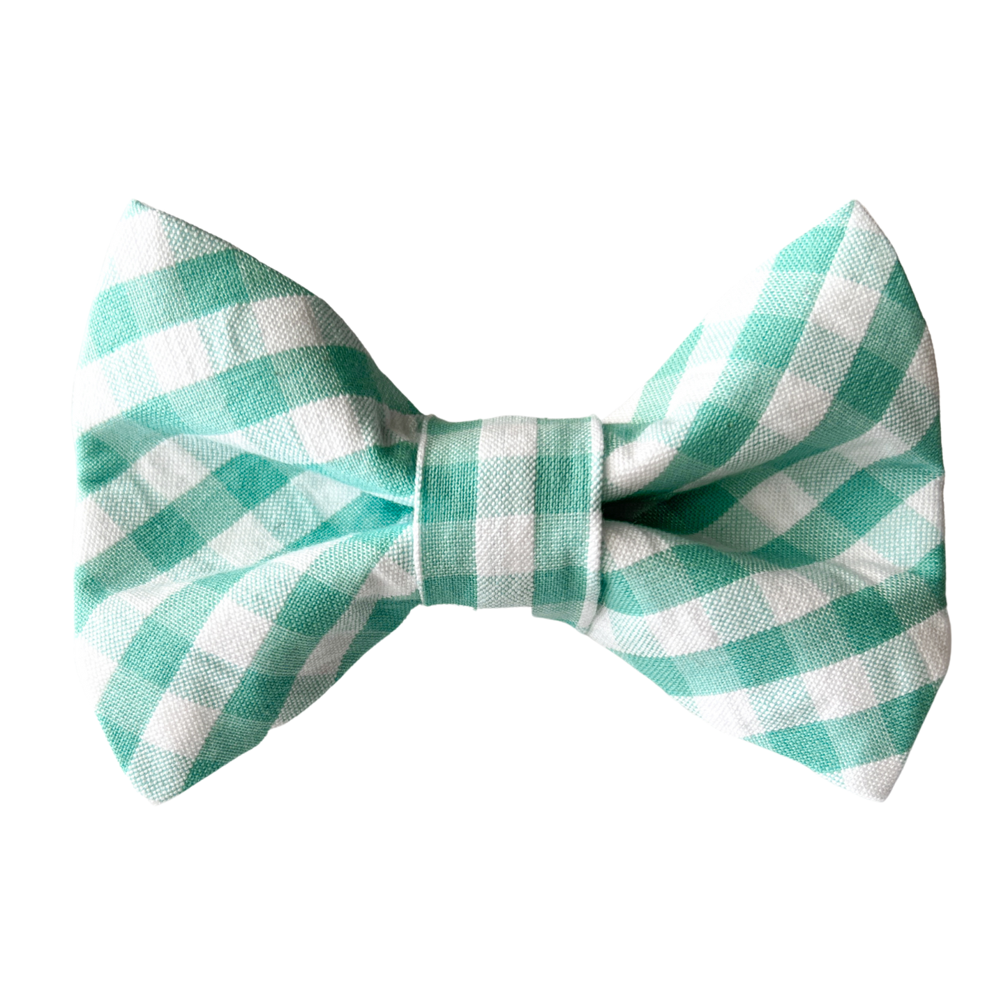 Mint and White Gingham Seersucker Pet Bow Tie for Spring