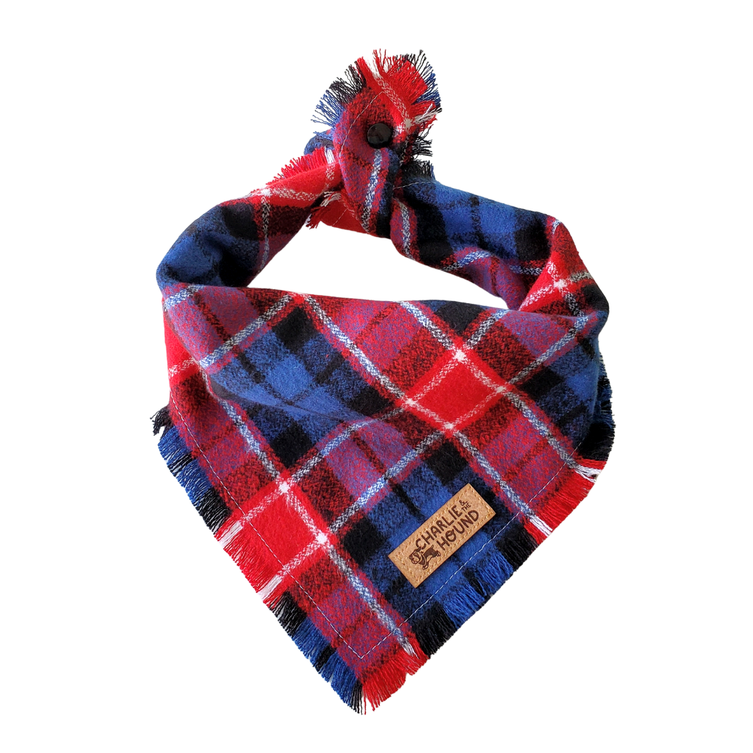 Red & Blue Flannel Tie-on Dog Bandana