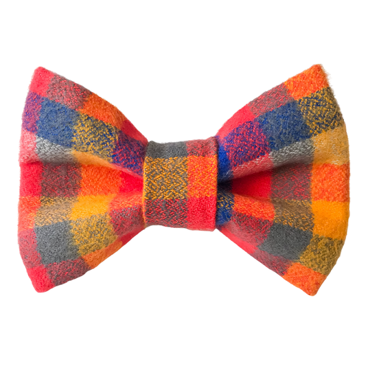 Colorful Flannel Dog Bow Tie